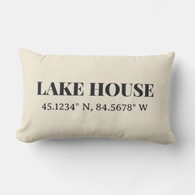 Lake House Custom Coordinates Lumbar Cushion (Front)