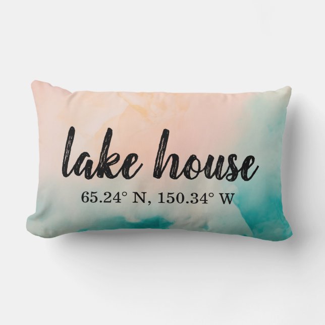 Lake House Custom Coordinates Lumbar Cushion (Front)
