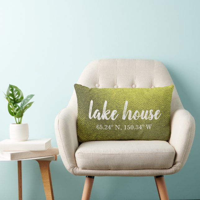 Lake House Custom Coordinates Lumbar Pillow (Chair)