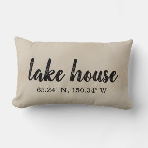 Lake House Custom Coordinates Lumbar Pillow