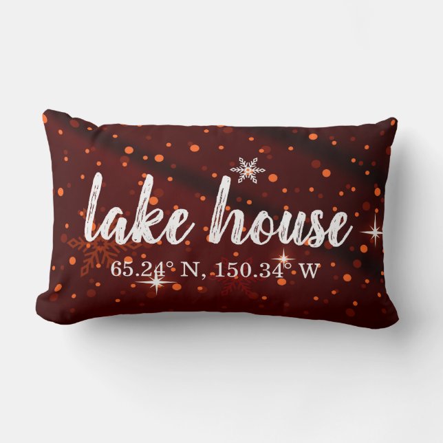 Lake House Custom Coordinates Lumbar Pillow (Front)