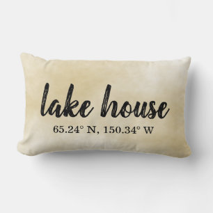 Lake House Custom Coordinates Lumbar Pillow