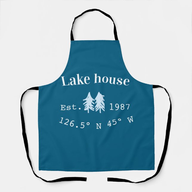 Lake house ets. Date year custom coordinates add n Apron (Front)