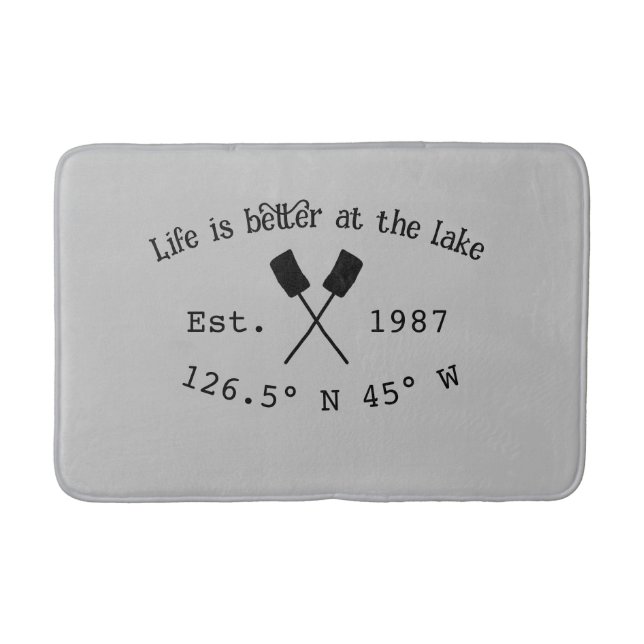 Lake house ets. Date year custom coordinates add n Bath Mat (Front)