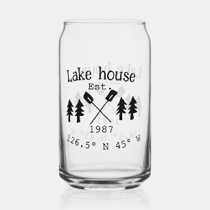 Lake house ets. Date year custom coordinates add n Can Glass