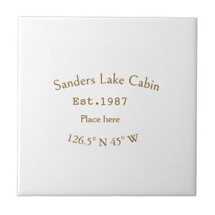 Lake house ets. Date year custom coordinates add n Ceramic Tile