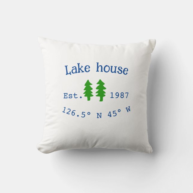 Lake house ets. Date year custom coordinates add n Cushion (Front)