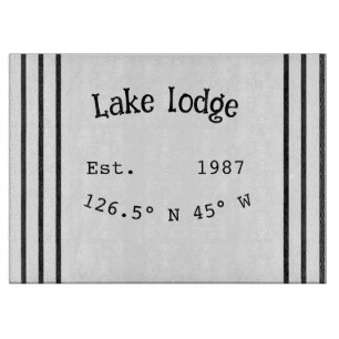 Lake house ets. Date year custom coordinates add n Cutting Board