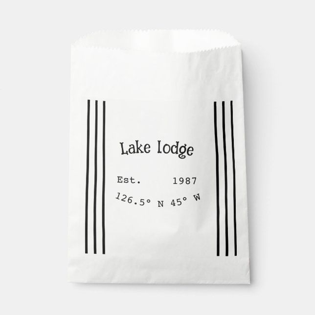 Lake house ets. Date year custom coordinates add n Favour Bag (Front)