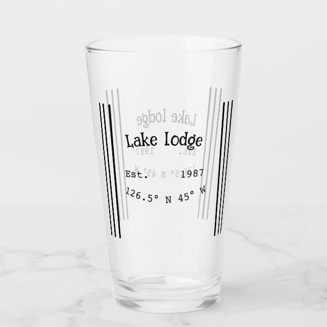 Lake house ets. Date year custom coordinates add n Glass (Front)
