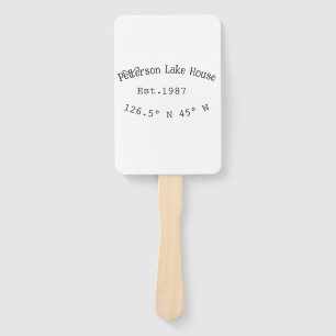 Lake house ets. Date year custom coordinates add n Hand Fan
