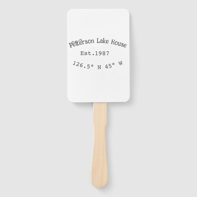 Lake house ets. Date year custom coordinates add n Hand Fan (Front)