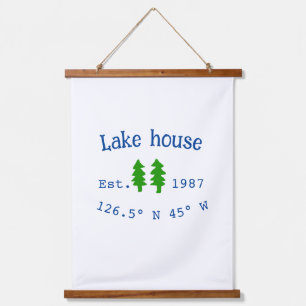 Lake house ets. Date year custom coordinates add n Hanging Tapestry
