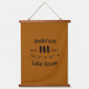 Lake house ets. Date year custom coordinates add n Hanging Tapestry