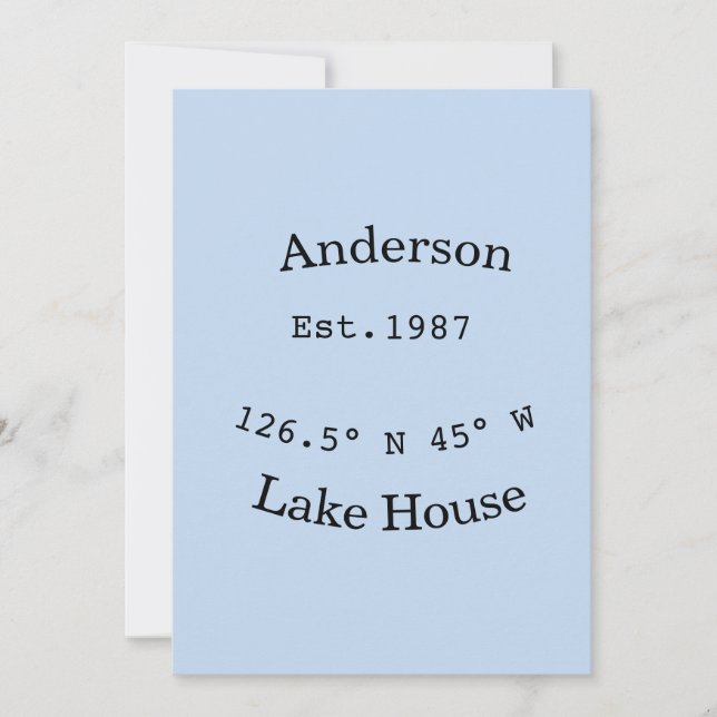 Lake house ets. Date year custom coordinates add n Invitation (Front)