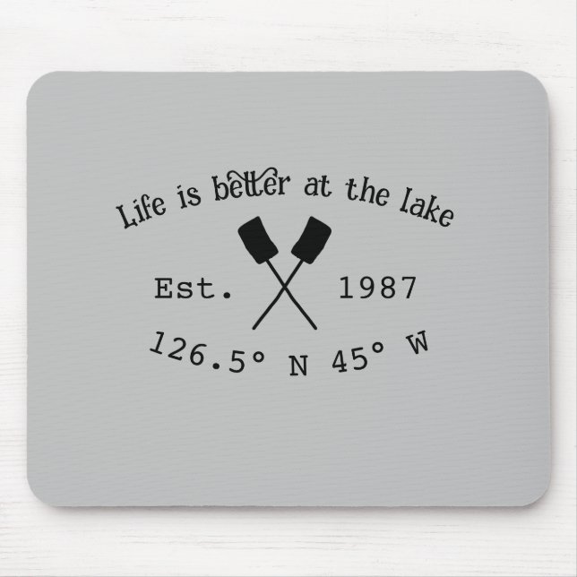 Lake house ets. Date year custom coordinates add n Mouse Pad (Front)