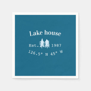 Lake house ets. Date year custom coordinates add n Napkin