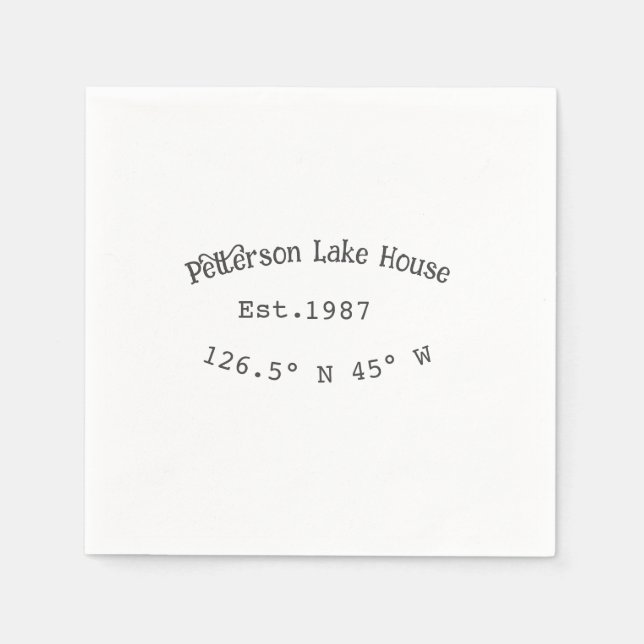 Lake house ets. Date year custom coordinates add n Napkin (Front)