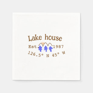 Lake house ets. Date year custom coordinates add n Napkin
