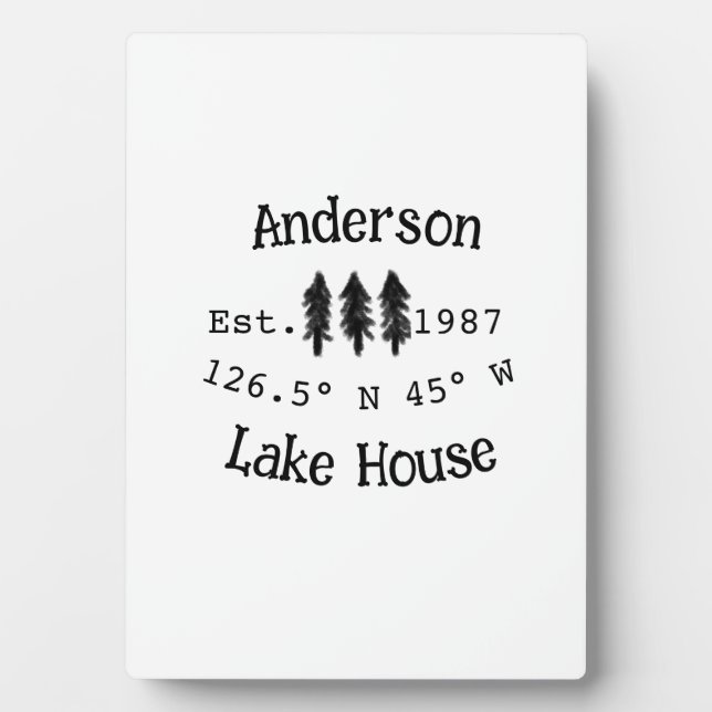 Lake house ets. Date year custom coordinates add n Plaque (Front)