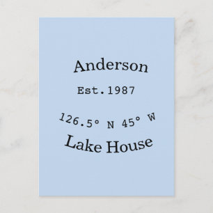 Lake house ets. Date year custom coordinates add n Postcard