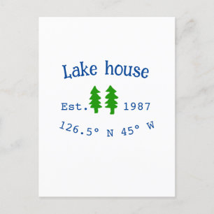 Lake house ets. Date year custom coordinates add n Postcard