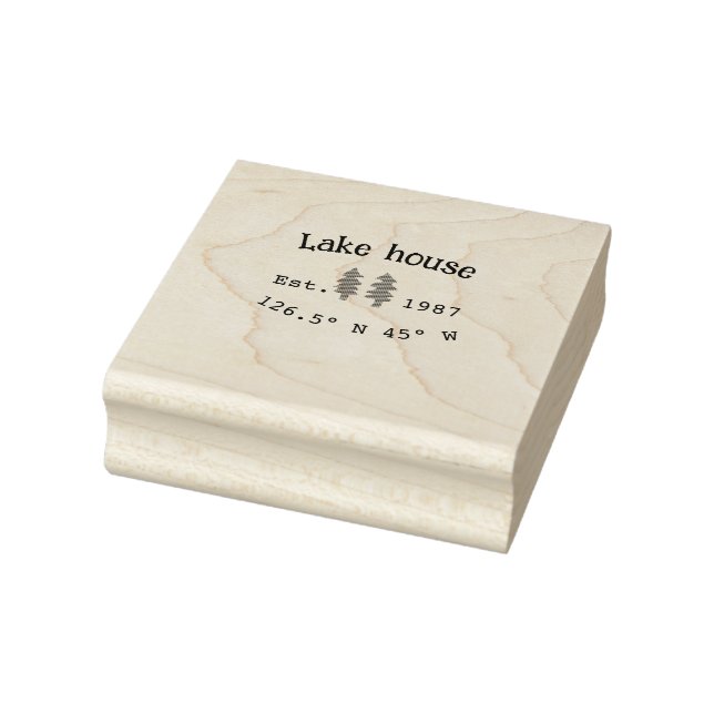 Lake house ets. Date year custom coordinates add n Rubber Stamp (Stamp)