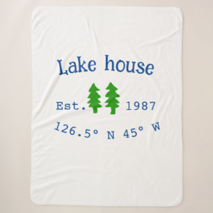 Lake house ets. Date year custom coordinates add n Sherpa Blanket