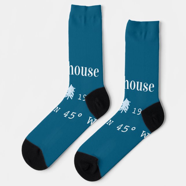 Lake house ets. Date year custom coordinates add n Socks (Left)
