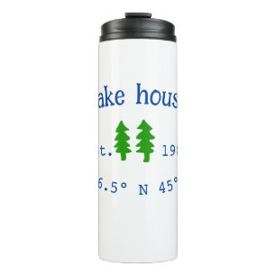 Lake house ets. Date year custom coordinates add n Thermal Tumbler