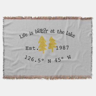 Lake house ets. Date year custom coordinates add n Throw Blanket
