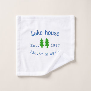 Lake house ets. Date year custom coordinates add n Wash Cloth