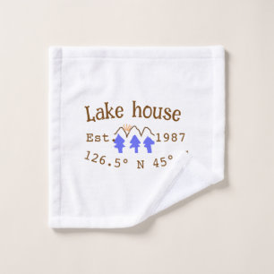 Lake house ets. Date year custom coordinates add n Wash Cloth