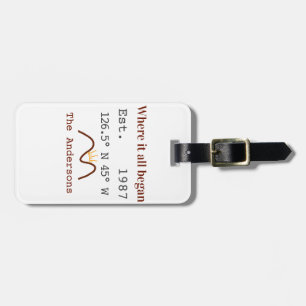 Lake house ets. Date year custom coordinates brown Luggage Tag