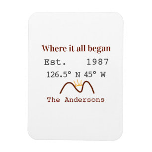 Lake house ets. Date year custom coordinates brown Magnet