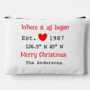 Lake house ets. Date year custom coordinates red Accessory Pouch