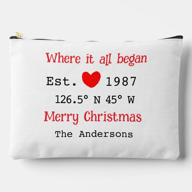 Lake house ets. Date year custom coordinates red Accessory Pouch (Front)