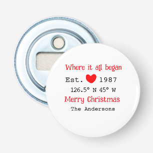 Lake house ets. Date year custom coordinates red Bottle Opener