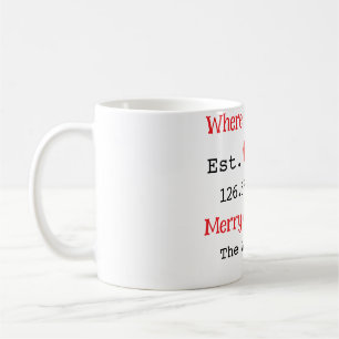 Lake house ets. Date year custom coordinates red Coffee Mug
