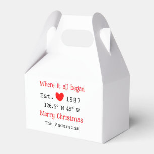 Lake house ets. Date year custom coordinates red Favour Box