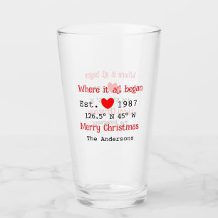 Lake house ets. Date year custom coordinates red Glass