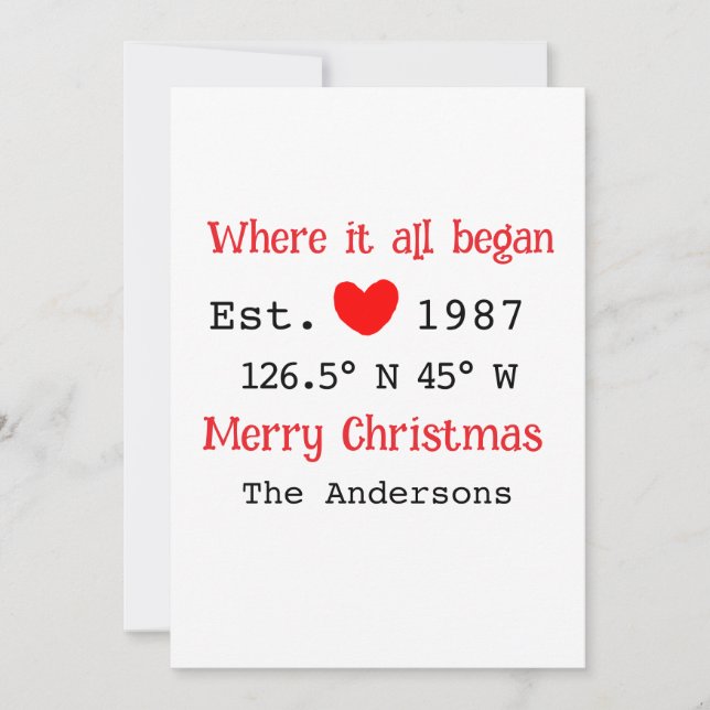 Lake house ets. Date year custom coordinates red Invitation (Front)