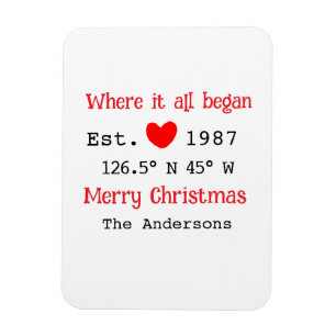 Lake house ets. Date year custom coordinates red Magnet