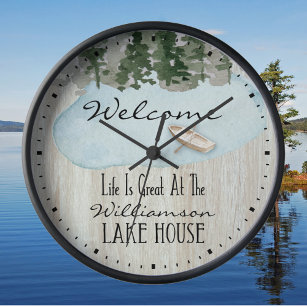 Lake House Family Monogram Large Clock
