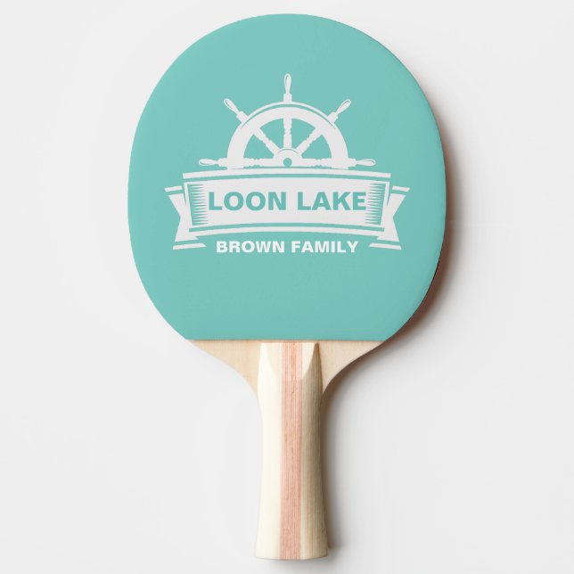 Lake House Family Name Vacation Ping Pong Paddle (Front)