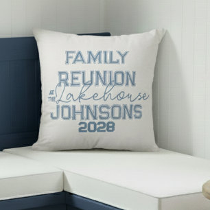 Lake house family reunion minimal blue and white  cushion