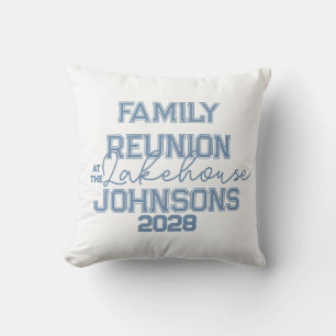Lake house family reunion minimal blue and white  cushion