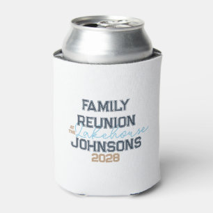Lake house family reunion retro typography can cooler
