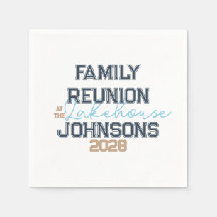 Lake house family reunion retro typography  napkin