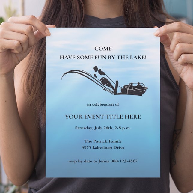 Lake House Fun Water Ski Wakeboarding Party  Invitation (Creator Uploaded)